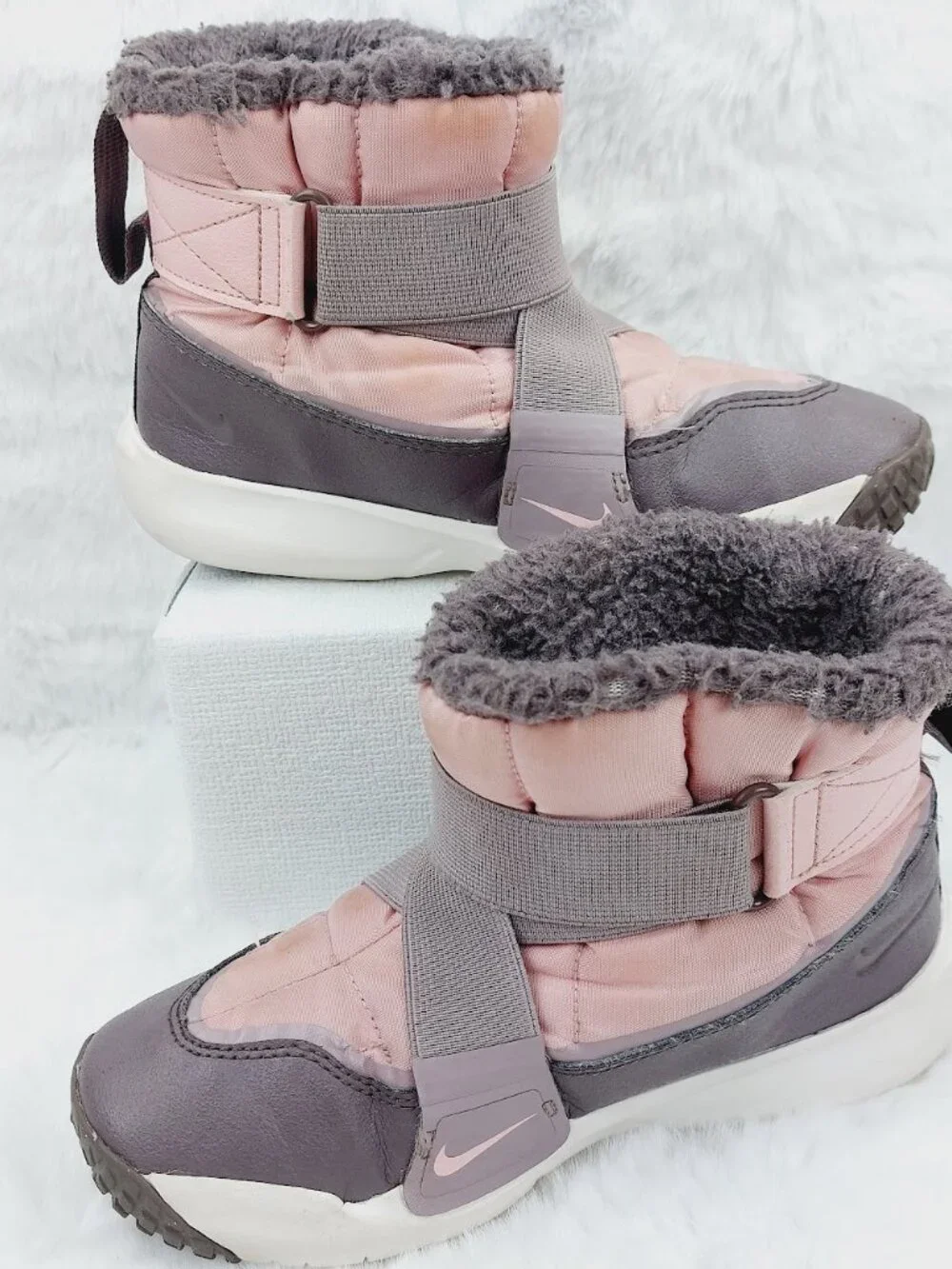 Nike Youth Girls' Pink Glaze Flex Advance Faux Fur Snow Winter Boots Size 2Y